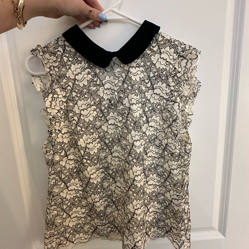 Zara lace sheer work blouse